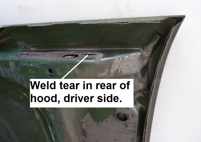 Attached picture Body paint notes. Weld tear in hood.jpg